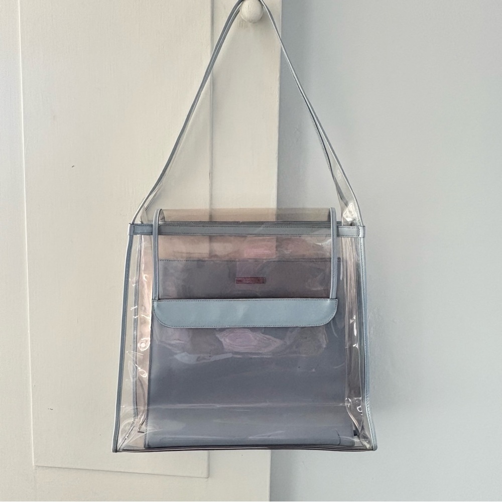 Gucci 2 in 1 Clear PVC & Baby Blue Leather Bag - Picture 2 of 15